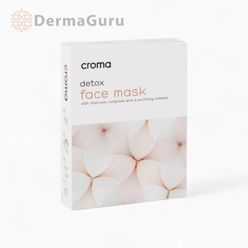 Croma Detox face mask, bamboo fiber and activated charcoal sheet mask with skin cleansing and radiance-boosting effect, 8 pcs
